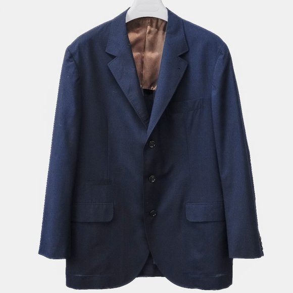 Brunello Cucinelli Dark Blue Unstructured Wool Blazer - Picture 1 of 14